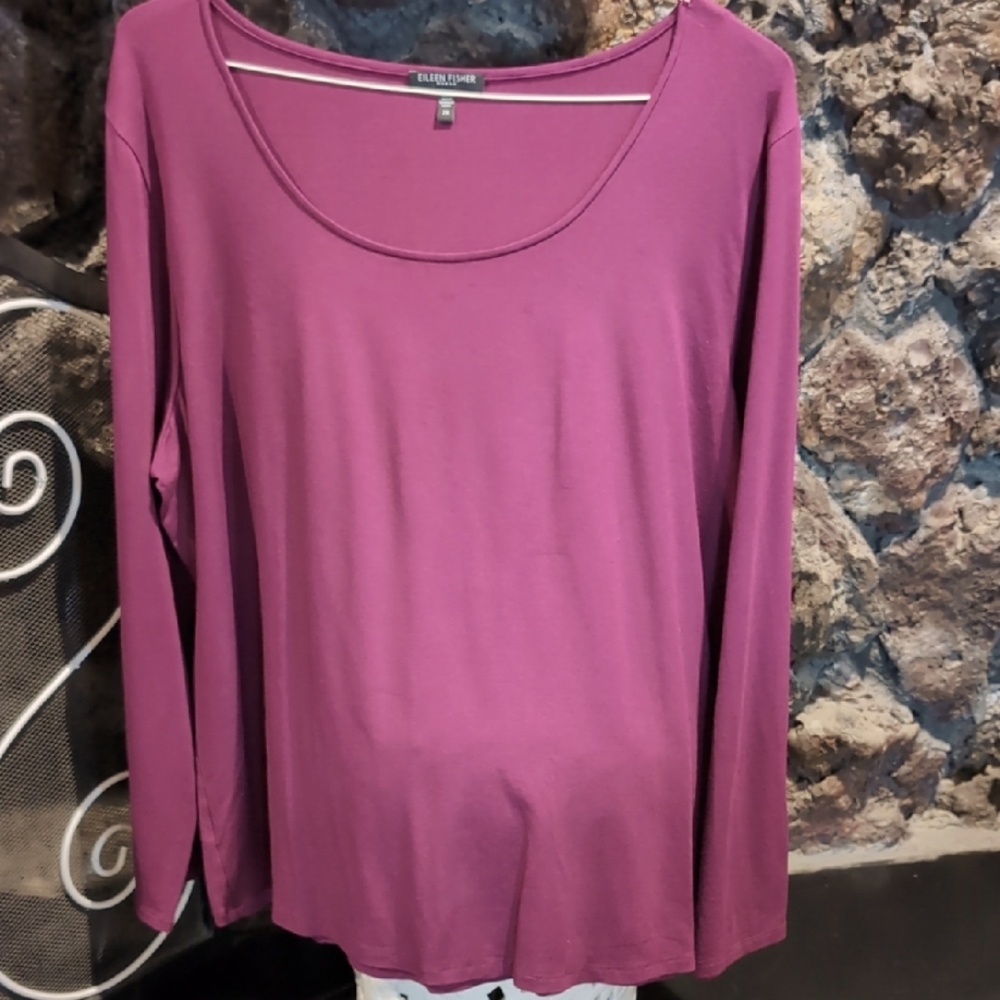 Eileen Fisher Purple Pink Relaxed Blouse